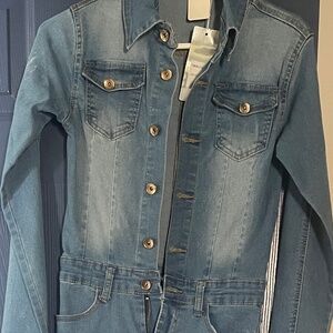 Fitted denim jumpsuit